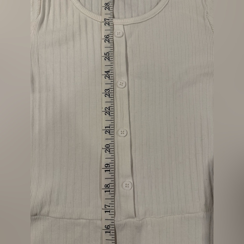 White Ribbed Button-Front Dress - Girls XL (14/16) - Picture 5 of 12